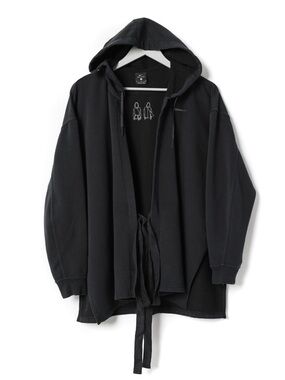 Womens Nike Kimono Wrap Hoodie Sweatshirt Black Japanese Oversized - Size L